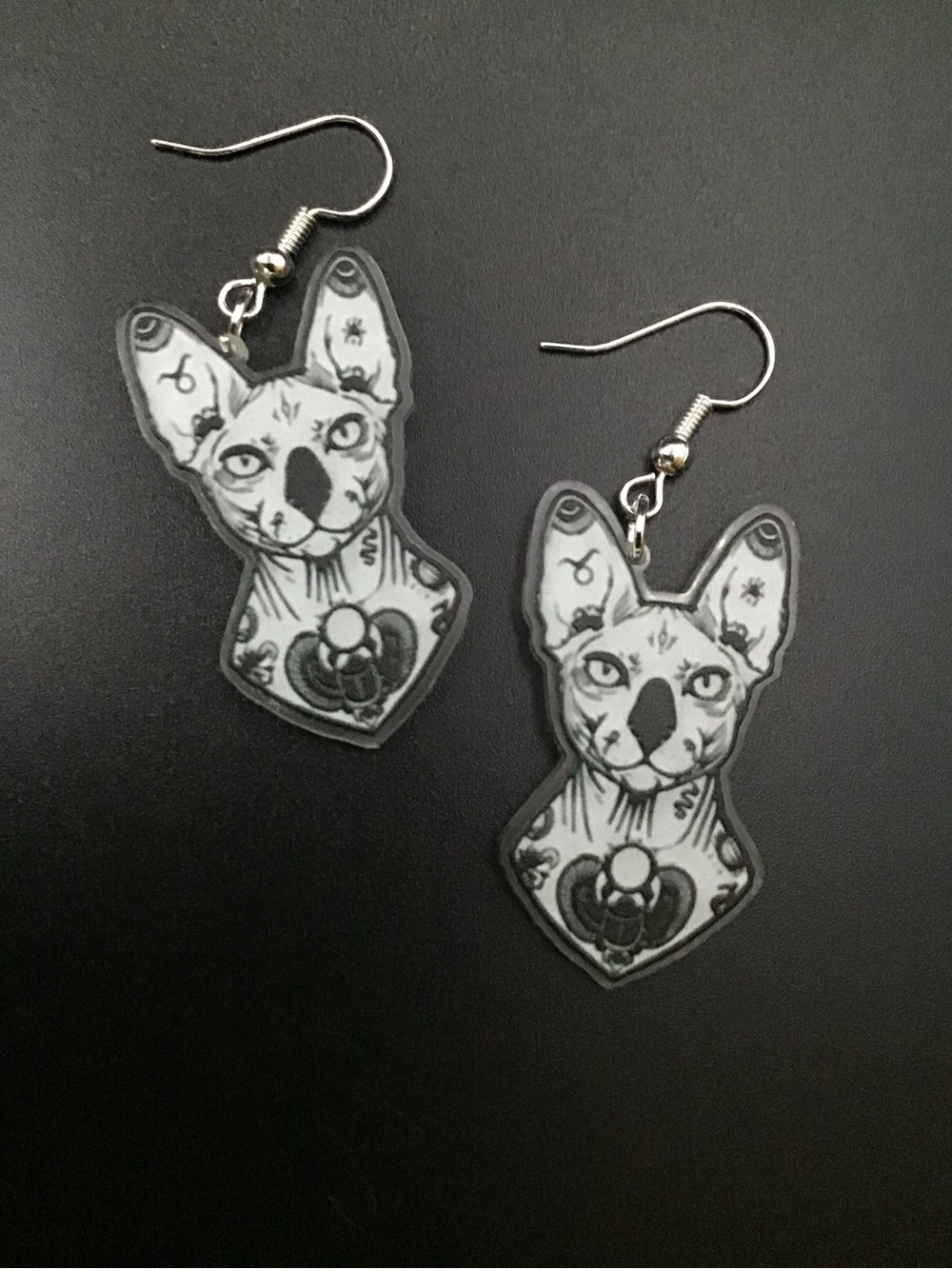 Tattoo Cat Earrings
